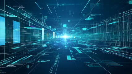 Wall Mural - video of exploring impact of modern digital technology in transforming communication and data proces