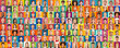 © Robert Kneschke - Panorama von Mitarbeitern aus vielen Branchen vor bunten Hintergründen