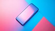 © Elshad Karimov - Modern smartphone with a sleek glass design rests on a vibrant backdrop of blue and pink hues.