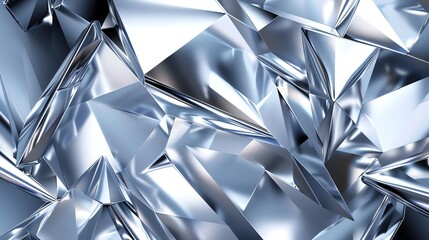 Wall Mural - an abstract background of shiny, geometric, silver shapes.