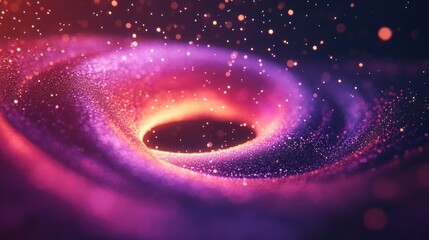 Wall Mural - Colorful Abstract Swirl of Light with Glowing Particles and Darkness