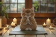 © Viktoriia - Tranquil cat in yoga pose surrounded by candles and zen atmosphere for relaxation design