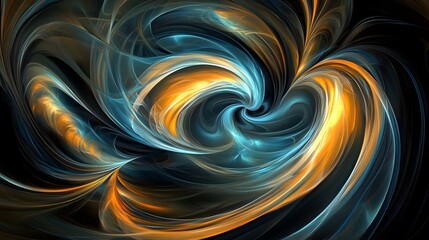 Wall Mural - abstract swirling teal and orange fractal art
