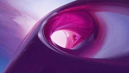 Fototapete - A mesmerizing glossy swirl in rich purple tones draws the eye, creating an abstract representation of movement amid a tranquil sky. The design evokes a sense of fluidity and elegance.