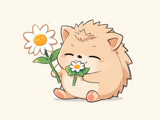 Canvas Print - Adorable Hedgehog with Daisies: A Delightful Illustration