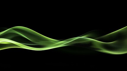 Wall Mural - elegant green waves flowing smoothly against a dark background