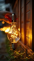 Wall Mural - light bulb on the table hd 8k wallpaper stock photographic image