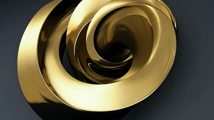 Leinwandbilder - Glossy abstract shapes twist and swirl in a mesmerizing pattern, reflecting light to enhance their golden hues. The smooth surfaces create depth and intrigue in this captivating composition.