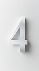 Wall Mural - white number four casting a subtle shadow on a white background, creating a minimalist and modern co