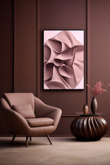 Wall Mural - Modern living space with mocha mousse color scheme