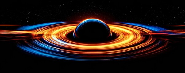 Wall Mural - glowing rings of energy swirling around a black hole, creating a mesmerizing display in the vastness