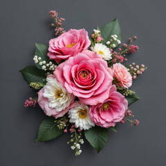 Wall Mural - Concept photo of rose bouquet with space for text