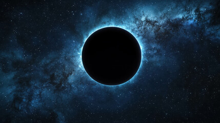 Wall Mural - Serene Yet Haunting Scene of a Black Hole Suspended in a Celestial Background