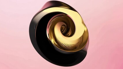 Fototapete - This captivating swirl combines glossy black and gold elements, creating a mesmerizing visual effect. With its abstract shape, it showcases the elegance of contemporary design and technology.