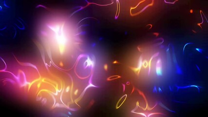 Wall Mural - Neon wavy lines and fluid forms shift and blend against the dark, producing a striking composition.