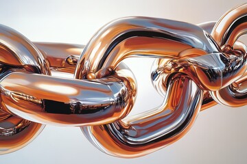 Fototapete - Metal links connected in a strong chain with shiny and reflective surfaces showcasing craftsmanship and strength