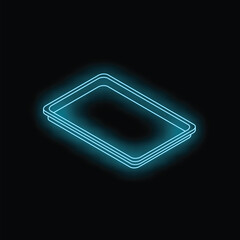 Canvas Print - Bright blue neon light forming the shape of a rectangle on a dark background, creating a futuristic and technological atmosphere