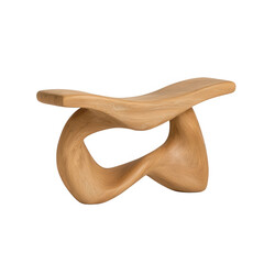 Stylish wooden stool with a unique design, ideal for modern interior decor., isolated on a transparent background.