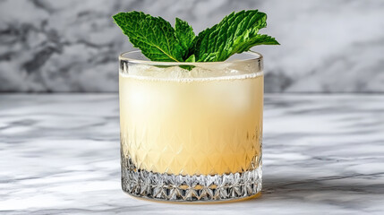 Wall Mural - Refreshing whiskey cocktail with mint garnish, perfect for any occasion