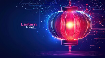 Wall Mural - futuristic lantern festival design with vibrant colors and dynamic background elements