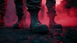 © Myint - Military Boots in Smoke Battlefield Action Shot Dynamic Environment Ground Level Resilience Theme