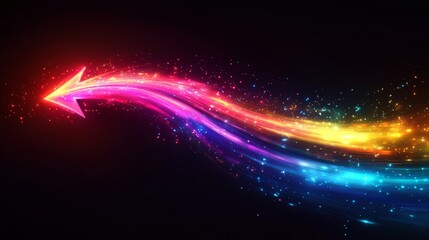 Wall Mural - Colorful light trails forming an arrow shape, symbolizing direction, movement, and progress