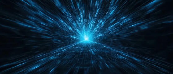 Wall Mural - Wide View of the Gateway of Anu Glowing Brightly in Vibrant Blue Light