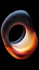 Wall Mural - glowing orange and blue stripes forming a circular shape with a black background, perfect for techno