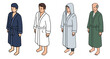 © digitalpochi - set of 4 isometric man in a robe isolated vector object