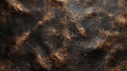 Poster - Abstract, dark, textured surface with brown and gold accents.