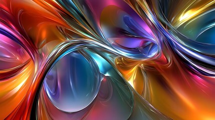 Wall Mural - abstract colorful swirls liquid metal texture background