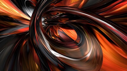 Wall Mural - abstract swirling orange and black d render