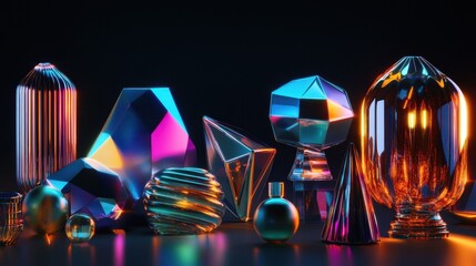 Wall Mural - shattered geometry, spectrum of light, abstract illuminations, prismatic energy, futuristic fragment