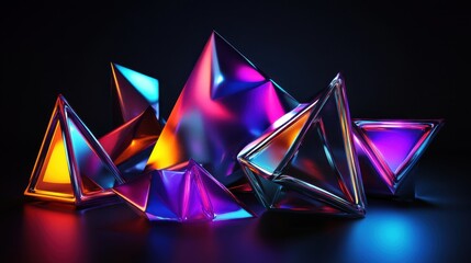Wall Mural - shattered geometry, spectrum of light, abstract illuminations, prismatic energy, futuristic fragment