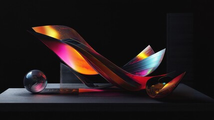 Wall Mural - shattered geometry, spectrum of light, abstract illuminations, prismatic energy, futuristic fragment