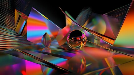 Wall Mural - shattered geometry, spectrum of light, abstract illuminations, prismatic energy, futuristic fragment