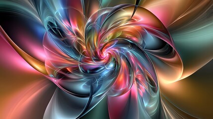 Wall Mural - abstract swirling colorful fractal art background
