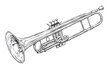 © Indri - Hand-drawn trumpet, musical instrument, detailed illustration, black and white, artistic representation