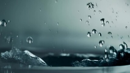 Poster - Two jets of water splashing into a pool create mesmerizing ripples and droplets, showcasing the beauty of fluid dynamics in motion and the refreshing essence of nature's design