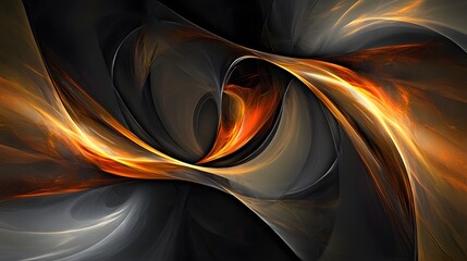 Wall Mural - abstract orange and gray swirling fractal background