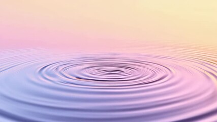 Poster - Concentric ripples forming a mesmerizing whirlpool in a soft pastel pink and purple gradient background, creating a tranquil and abstract visual