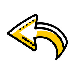 Wall Mural - a bold, yellow, curved arrow points to the left with a series of black dots along its shaft.