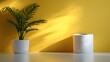 © horizon - Toilet paper roll positioned against pale yellow backdrop showcases textured paper detail with right-aligned placement and soft shadow effects.
