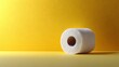© horizon - Toilet paper roll positioned against pale yellow backdrop showcases textured paper detail with right-aligned placement and soft shadow effects.