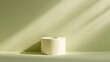 © horizon - Toilet paper roll positioned against pale yellow backdrop showcases textured paper detail with right-aligned placement and soft shadow effects.