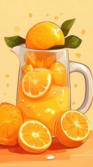 Sticker - Refreshing Orange Juice Pitcher with Slices