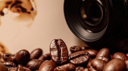 Wall Mural - close up detail roasted coffee beans