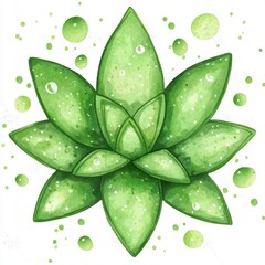 Wall Mural - Vibrant Green Succulent Plant Watercolor Illustration Botanical Art Design Element