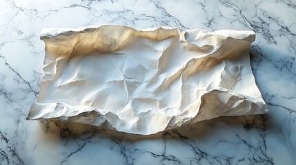 Wall Mural - Crumpled White Paper on Marble Surface