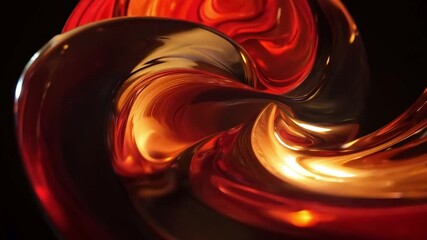 Leinwandbilder - A captivating display of abstract shapes showcases glossy swirls in rich red hues, emanating a soft glow. The fluid forms create a mesmerizing visual experience, highlighting intricate details.